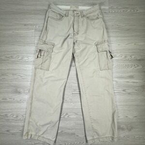 BKE Men's Cargo Pants BKE67 Khaki Tan Straight Leg Utility Pockets 33x33(?)